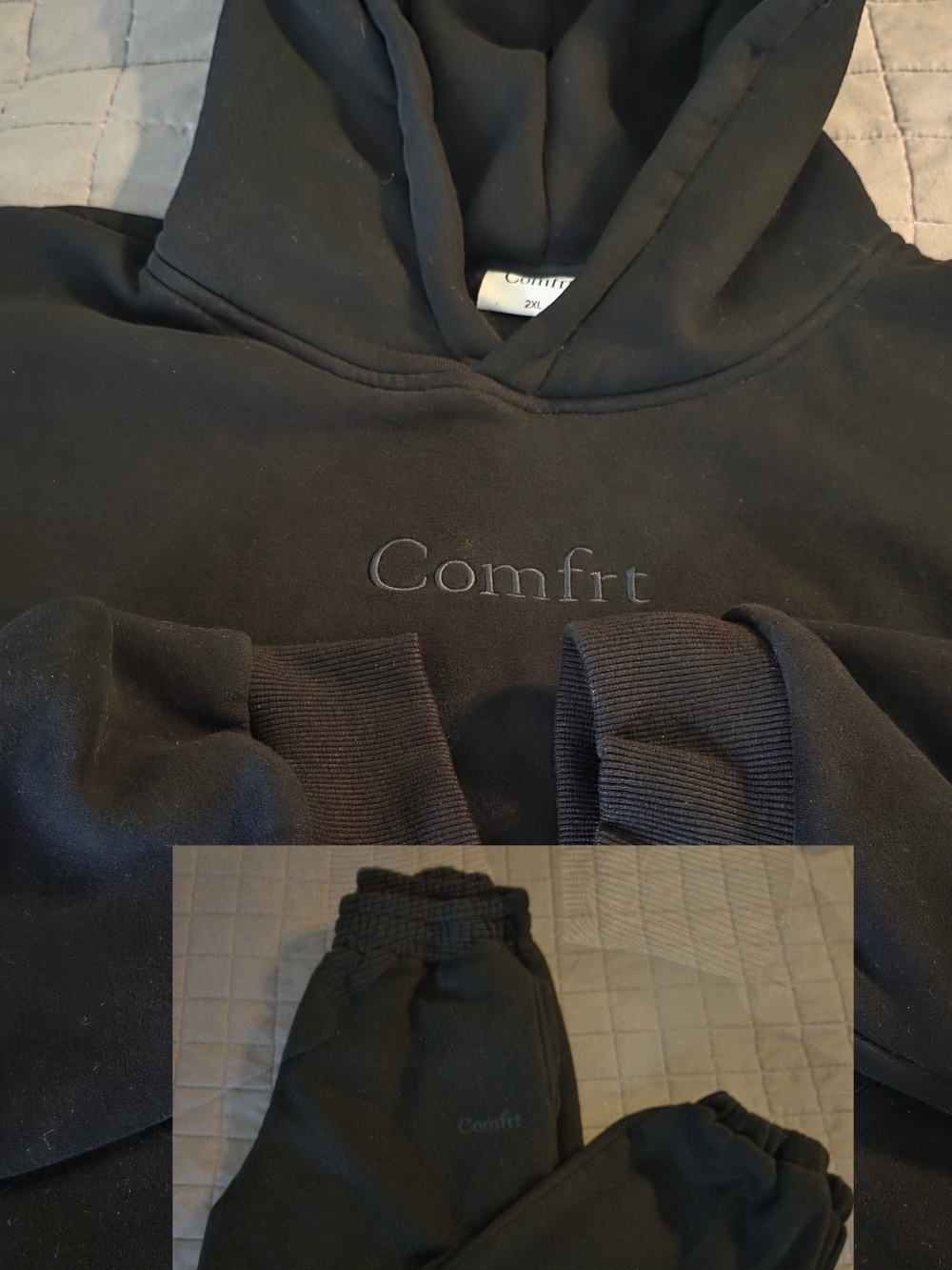 Comfrt Hoodie & Jogger Set Black Sweatshirt Sweatpants XXL & XL Unisex